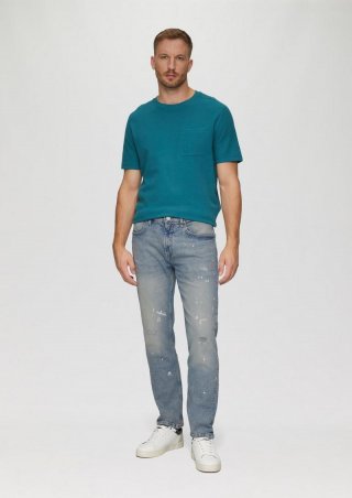 s.Oliver Jeans Benito / Regular Fit / Mid Rise / Straight Leg / mit Colour-Spots - blau