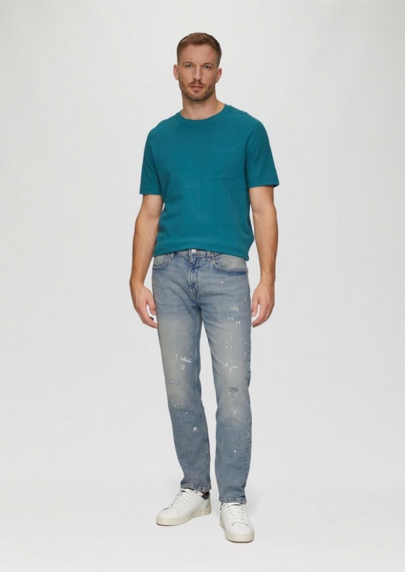 s.Oliver Jeans Benito / Regular Fit / Mid Rise / Straight Leg / mit Colour-Spots - blau