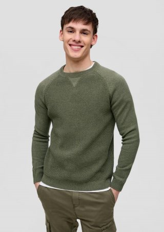 s.Oliver Strickpullover mit Raglanärmeln - olivgrün