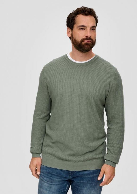 s.Oliver Pullover aus Baumwolle - helles olivgrün