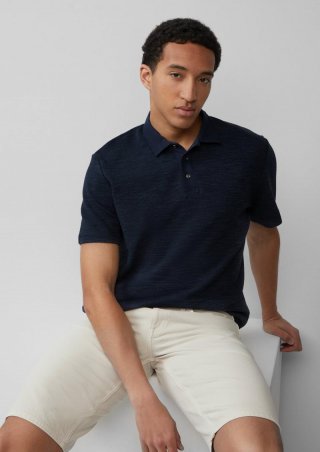 s.Oliver Strukturiertes Poloshirt aus Baumwollmix - tiefblau