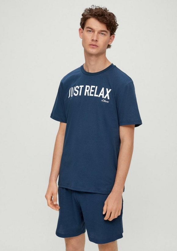 s.Oliver Kurzes Pyjama-Shirt - dunkelblau
