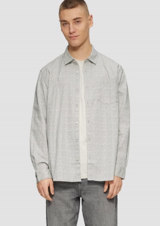 s.Oliver Regular Fit: Hemd mit All-over-Print - beige