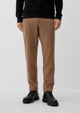 s.Oliver Slim: Twillhose aus Wollmix - sandstein