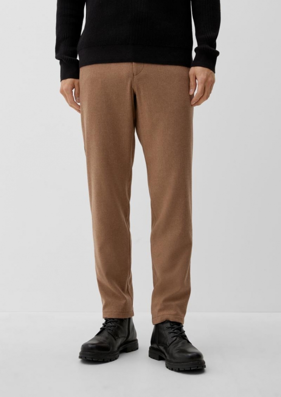 s.Oliver Slim: Twillhose aus Wollmix - sandstein