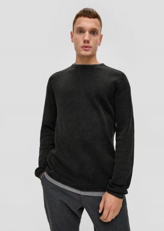 s.Oliver Strickpullover aus reiner Baumwolle - schwarz