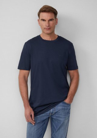 s.Oliver T-Shirt mit Crew Neck und Label-Print - navy
