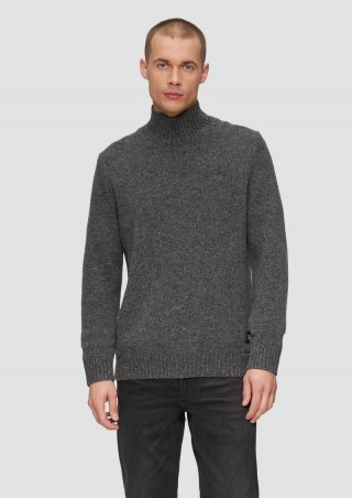 s.Oliver Softer Stehkragenpullover aus reiner Wolle - dunkelgrau