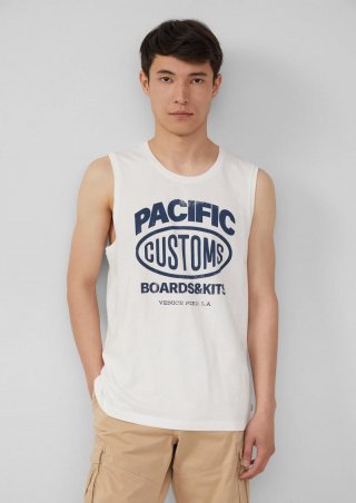 s.Oliver Tanktop aus Baumwollle mit Frontprint - weiß