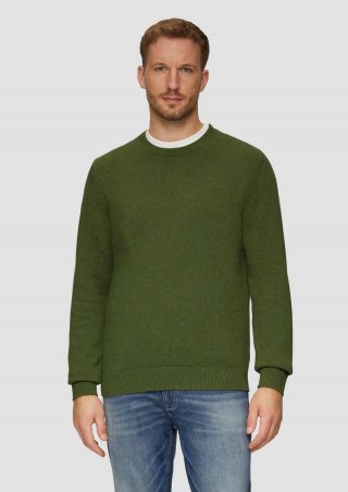 s.Oliver Wärmender Baumwollpullover mit Logo-Stickerei - guacamole