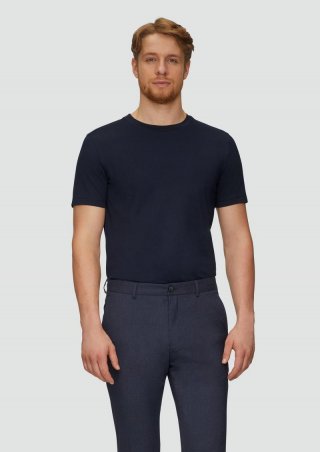 s.Oliver T-Shirt im Slim Fit aus mercerisierter Baumwolle - navy