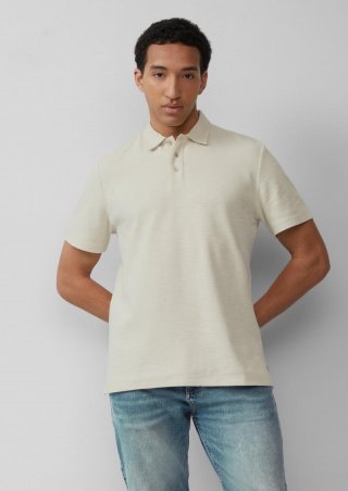 s.Oliver Strukturiertes Poloshirt aus Baumwollmix - wollweiß