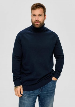 s.Oliver Rollkragenpullover aus Baumwolle - navy