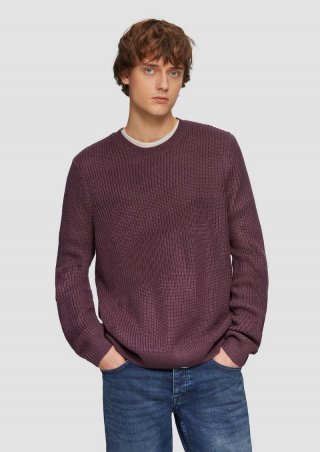 s.Oliver Strickpullover mit Rippstruktur - bordeaux