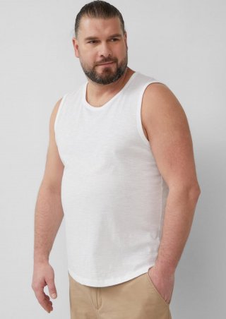 s.Oliver Tanktop mit Flammgarnstruktur und Logo - weiß