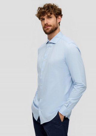 s.Oliver Anzughemd aus Baumwolljersey - hellblau