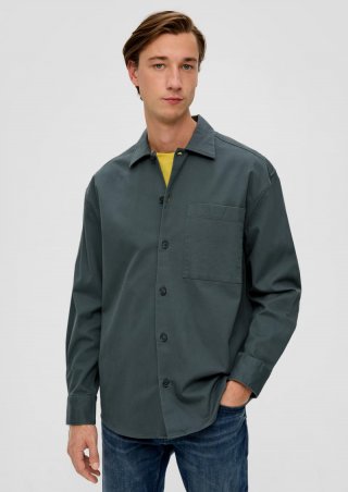 s.Oliver Relaxed: Overshirt aus Baumwollstretch - dunkles salbeigrün
