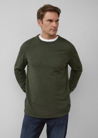s.Oliver Strickpullover mit Logo-Stickerei - olivgrün