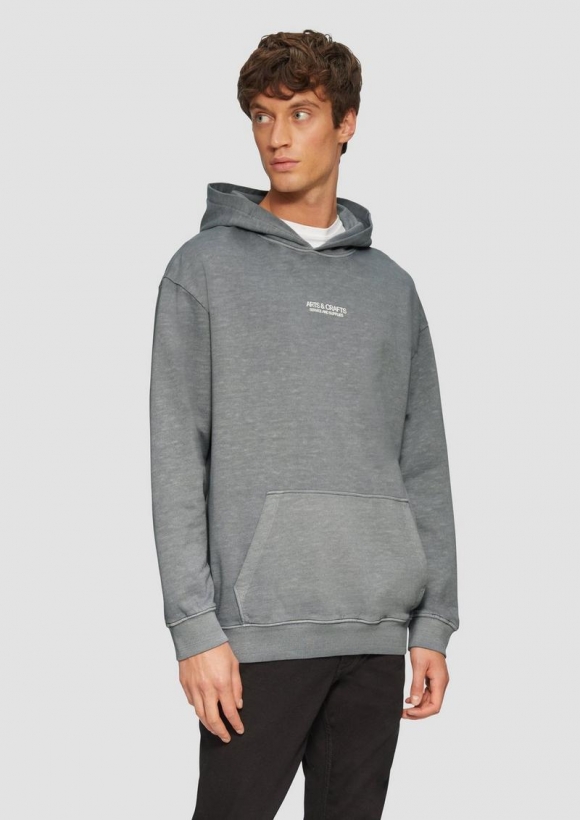 s.Oliver Hoodie mit Flammgarn-Struktur im Relaxed Fit - schiefergrau