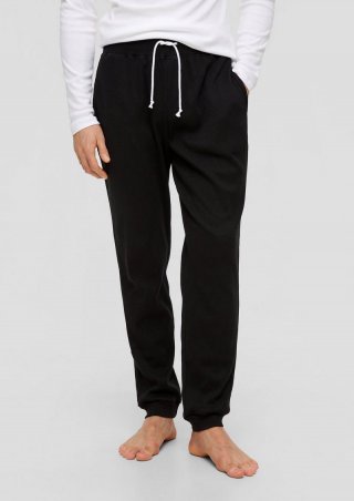 s.Oliver Pyjamahose mit Waffelpiqué-Struktur - schwarz
