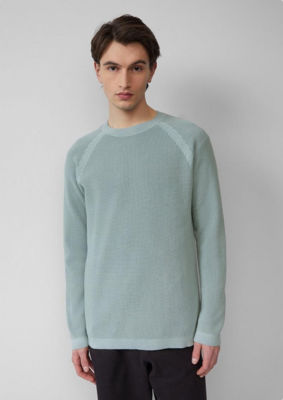 s.Oliver Gewaschener Strickpullover mit Struktur - salbeigrün