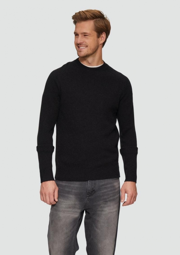 s.Oliver Strickpullover aus reiner Wolle - schwarz