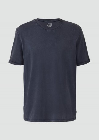 s.Oliver Gewaschenes Basic-T-Shirt - tiefblau