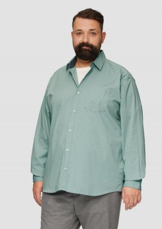 s.Oliver Slim Fit: Gemustertes Hemd mit Kentkragen - salbeigrün
