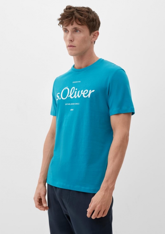 s.Oliver T-Shirt mit Logoprint - türkisblau