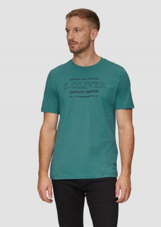 s.Oliver T-Shirt mit Logo-Motiven aus reiner Baumwolle - petrol