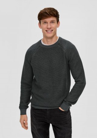 s.Oliver Strickpullover mit Crew Neck - dunkelgrau