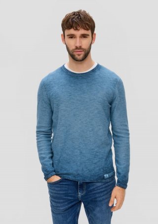 s.Oliver Strickpullover mit Rollsaum - navy
