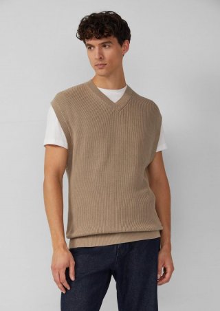 s.Oliver Modischer Strickpullunder aus reiner Baumwolle - cognac