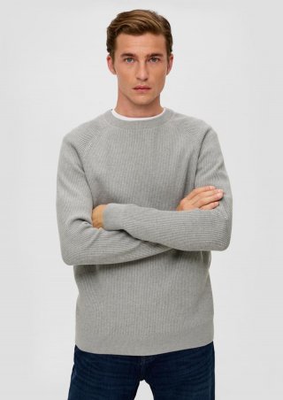 s.Oliver Feinstrickpullover aus Baumwolle - grau meliert