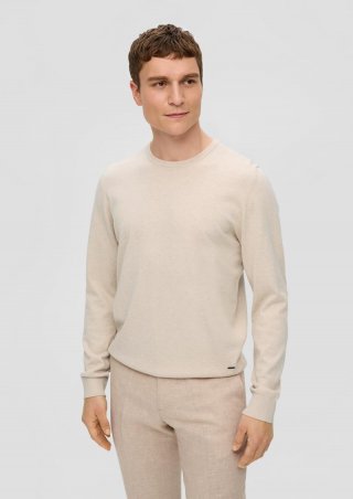 s.Oliver Strickpullover aus Seide mit Crew Neck - beige