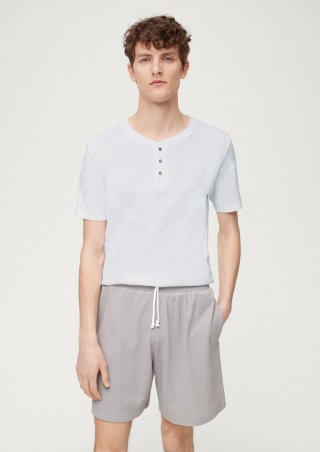 s.Oliver Pyjama-Shirt mit Knopfleiste - weiß