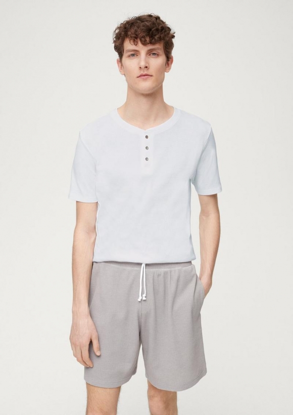s.Oliver Pyjama-Shirt mit Knopfleiste - weiß