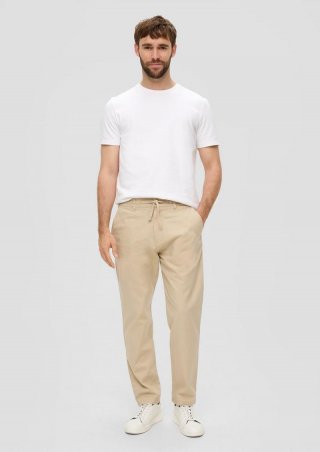 s.Oliver Relaxed: Chinohose aus Leinenmix - beige