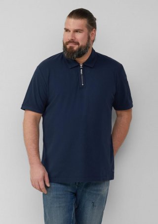 s.Oliver Poloshirt mit Reißverschluss und Ärmeltasche - tiefblau