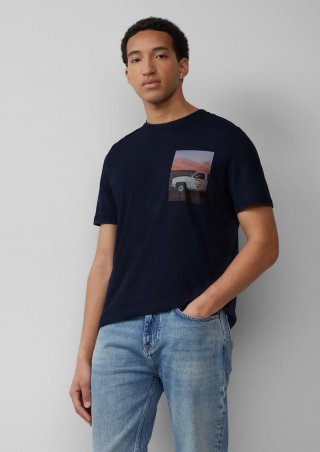 s.Oliver Baumwoll-T-Shirt mit Fotoprint - tiefblau