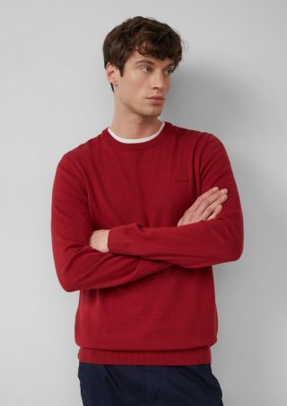 s.Oliver Strickpullover mit Logo-Stickerei - rot