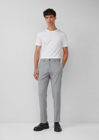 s.Oliver s.O PURE: Strukturierte Anzughose im Slim Fit - dunkelgrau