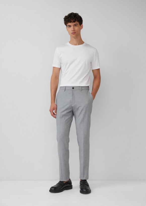 s.Oliver s.O PURE: Strukturierte Anzughose im Slim Fit - dunkelgrau