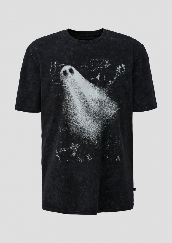 s.Oliver T-Shirt mit Halloween-Print - schwarz