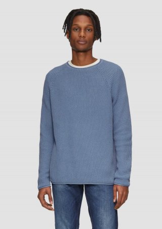 s.Oliver Locker gestrickter Pullover mit Waschung - hellblau