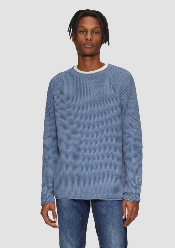 s.Oliver Locker gestrickter Pullover mit Waschung - hellblau