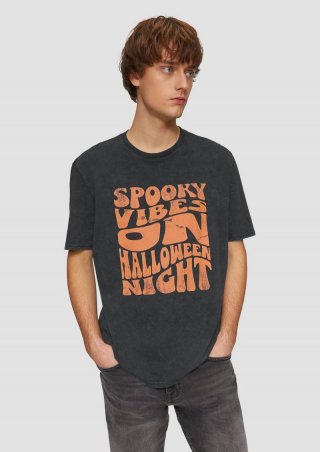 s.Oliver T-Shirt mit Halloween-Print - schwarz