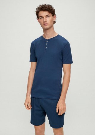 s.Oliver Pyjama-Hose mit Waffelstruktur - dunkelblau