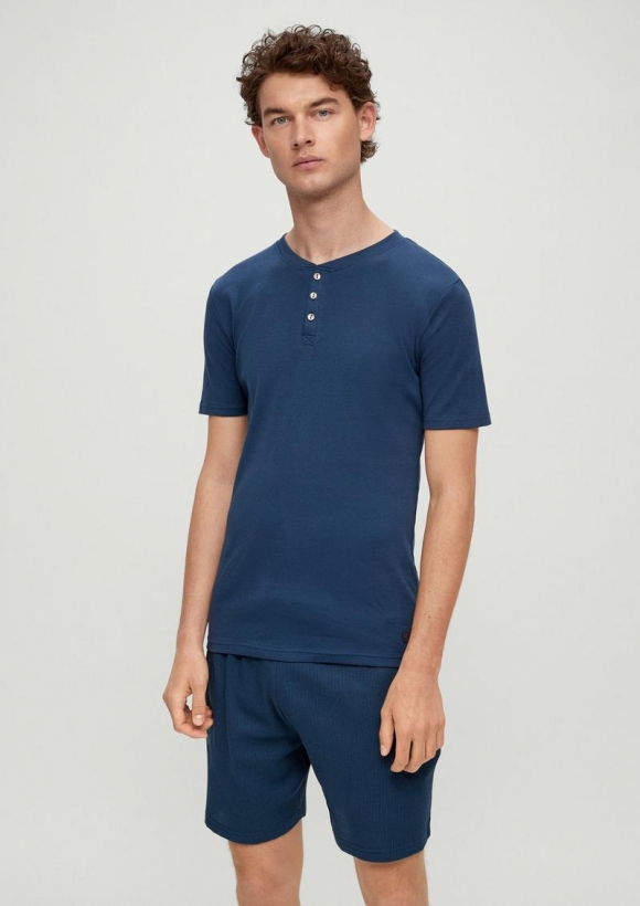 s.Oliver Pyjama-Hose mit Waffelstruktur - dunkelblau