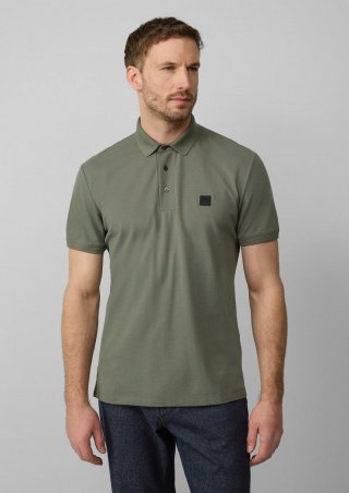 s.Oliver Piqué-Poloshirt aus Baumwollstretch mit Label-Patch - olivgrün